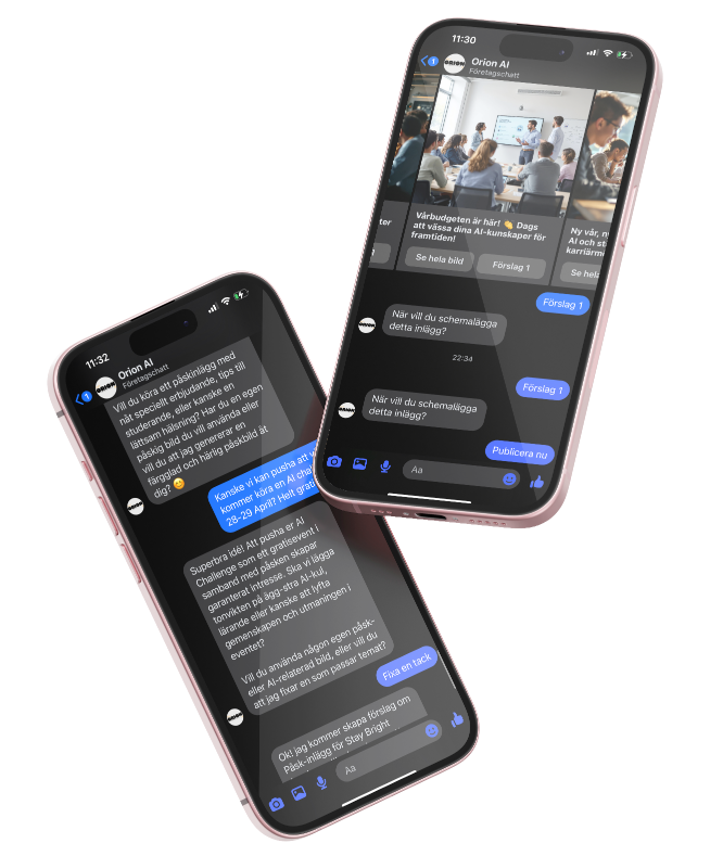 oriiion Chat Interface with Messenger interface showcasing content generation capabilities